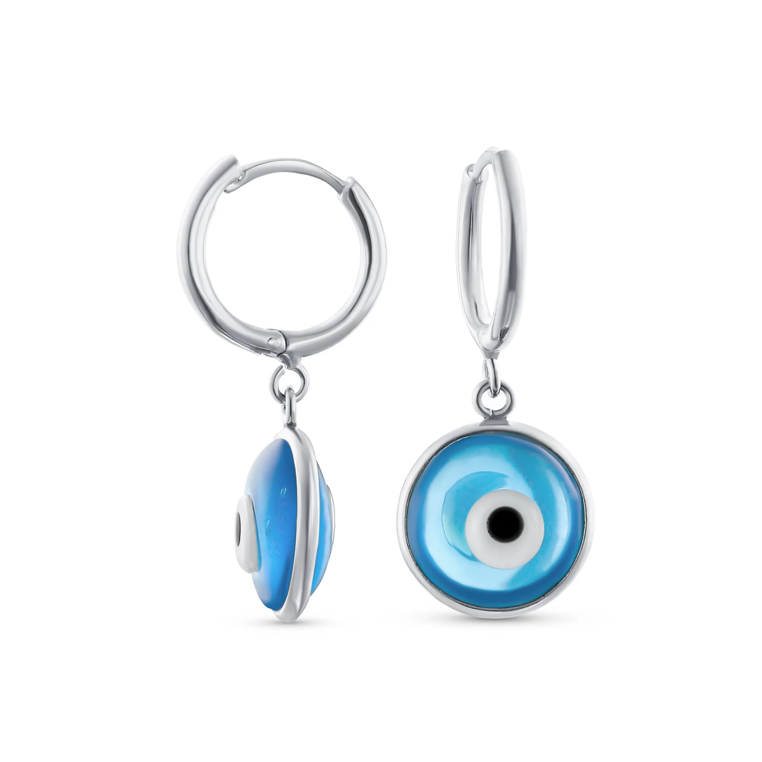 Colorful Turkish Evil Eye Dangling Earrings 14K Gold Plated .925 Sterling Silver
