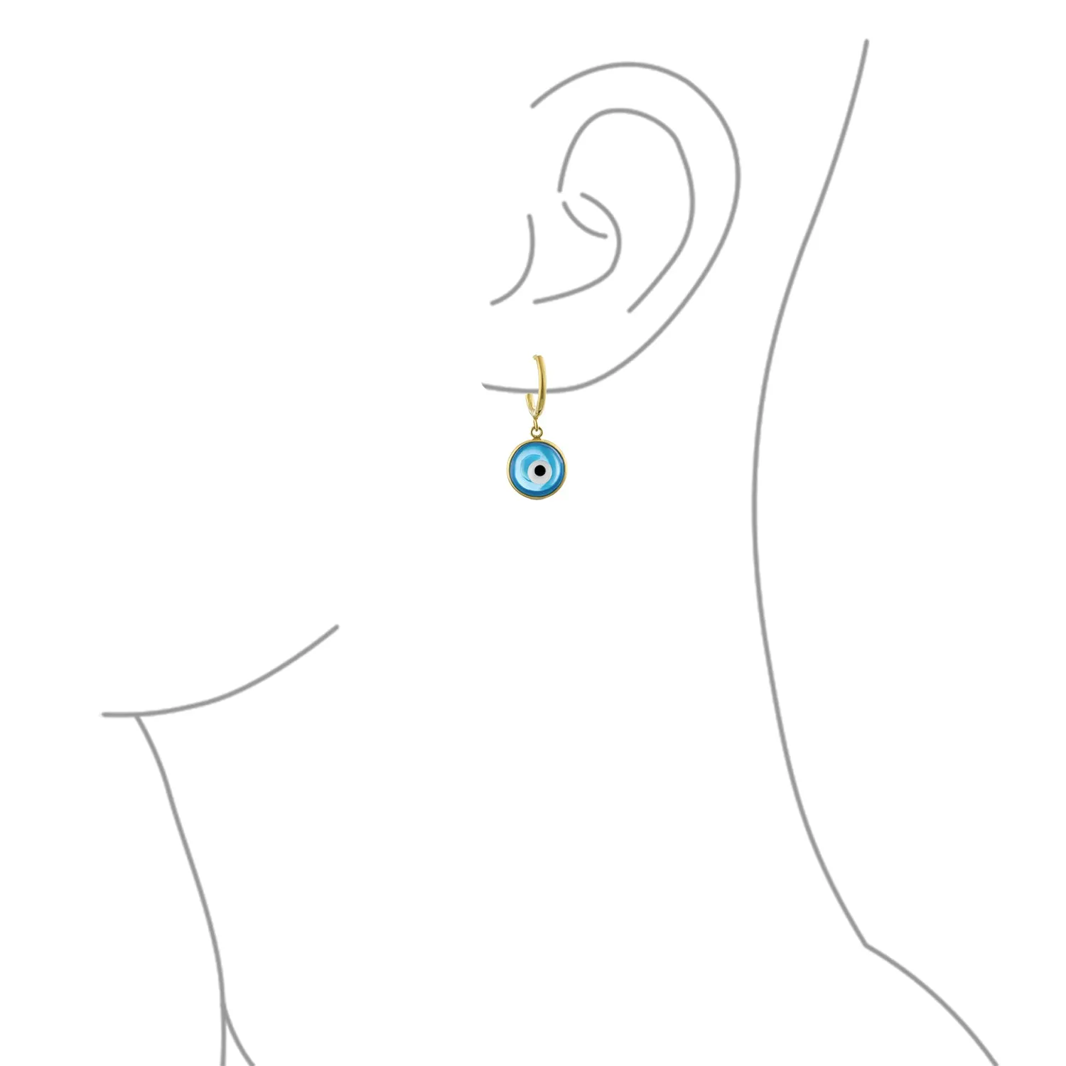 Colorful Turkish Evil Eye Dangling Earrings 14K Gold Plated .925 Sterling Silver