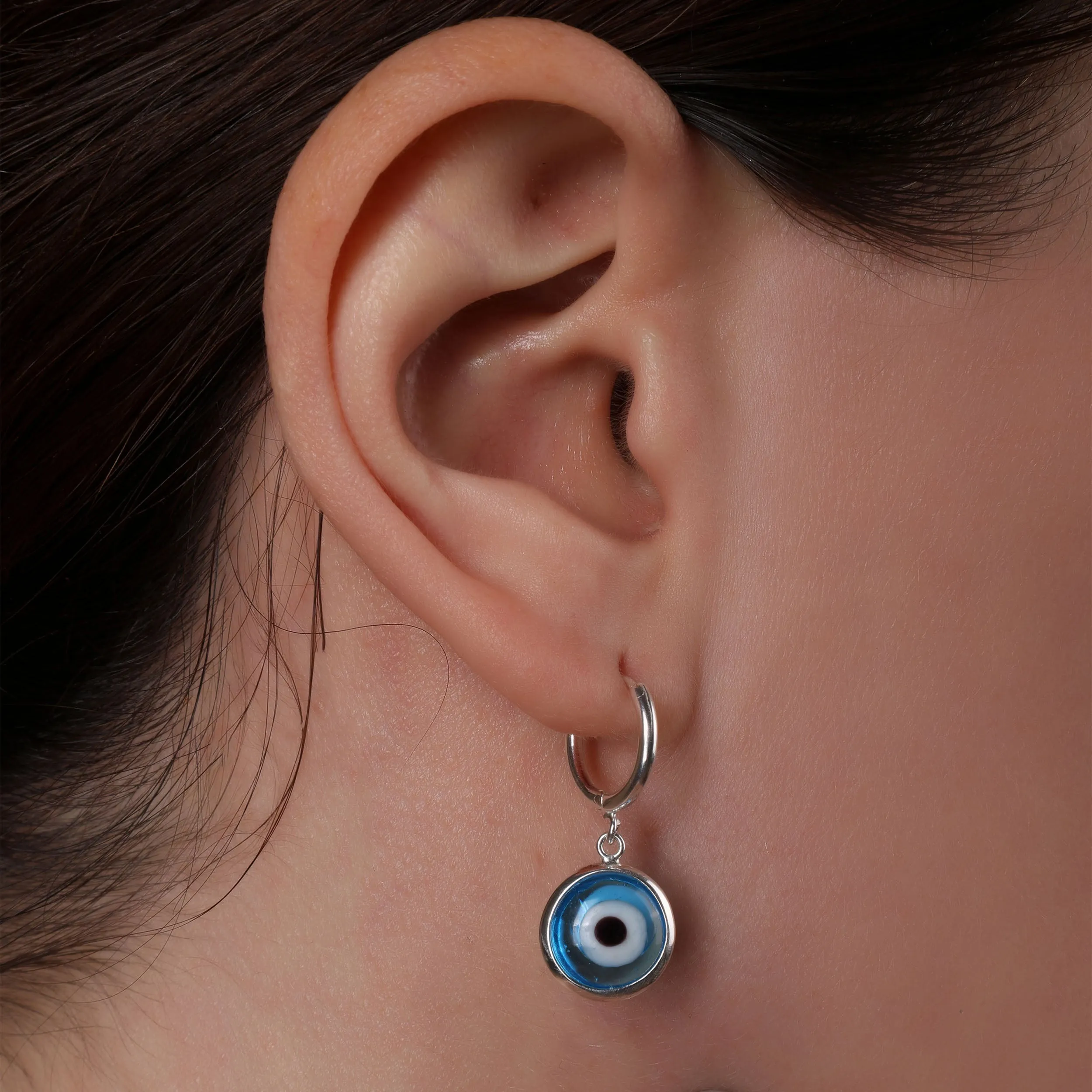 Colorful Turkish Evil Eye Dangling Earrings 14K Gold Plated .925 Sterling Silver