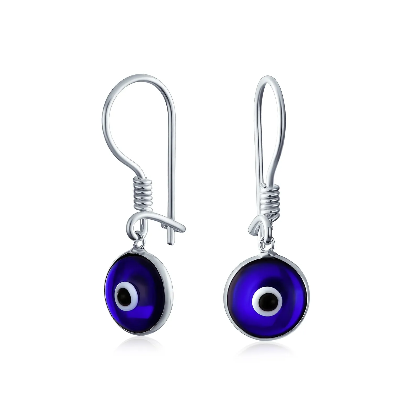 Colorful Turkish Evil Eye Dangling Earrings 14K Gold Plated .925 Sterling Silver