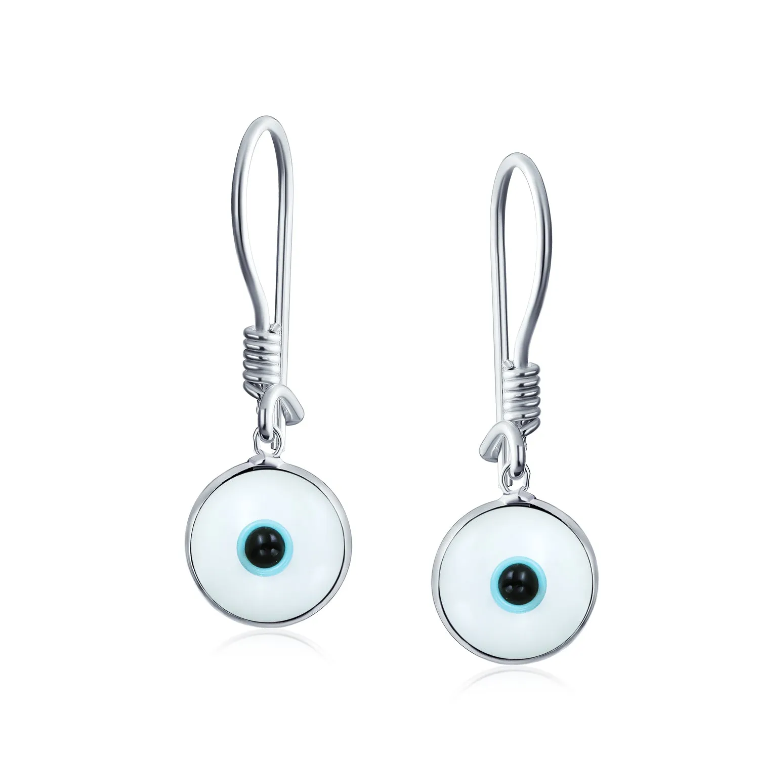 Colorful Turkish Evil Eye Dangling Earrings 14K Gold Plated .925 Sterling Silver