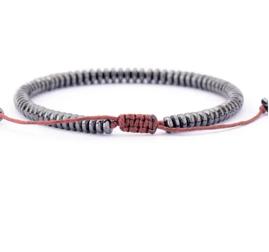 Cool Pan-Shaped Hematite Hand Beaded Friendship Bracelet
