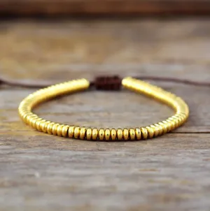 Cool Pan-Shaped Hematite Hand Beaded Friendship Bracelet
