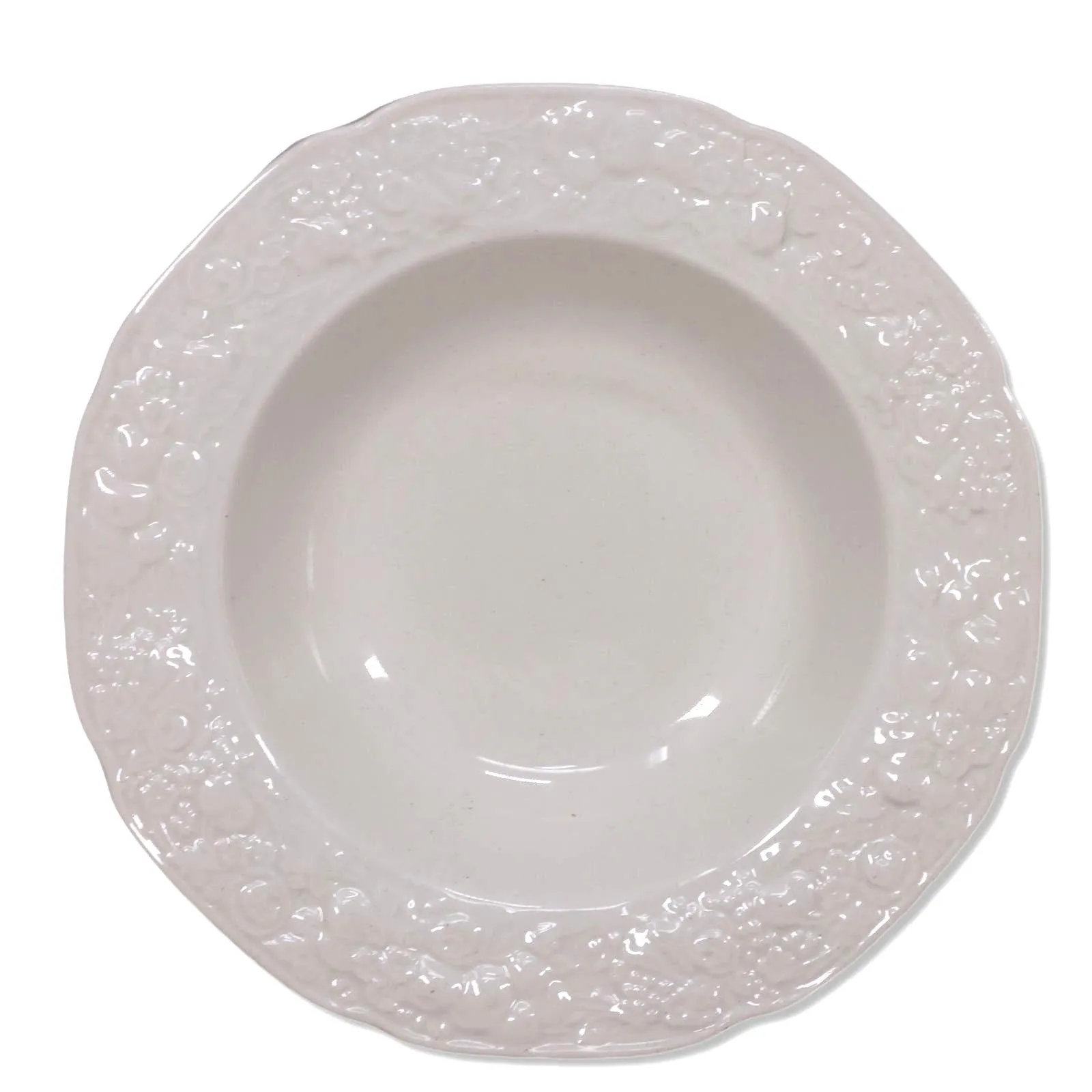 Crown Ducal Florentine Dark Cream Rimmed Cereal Bowl 6 5/8" Ironware