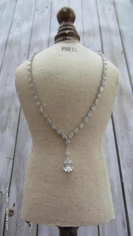 Cubic Zirconia Tear Drop Necklace