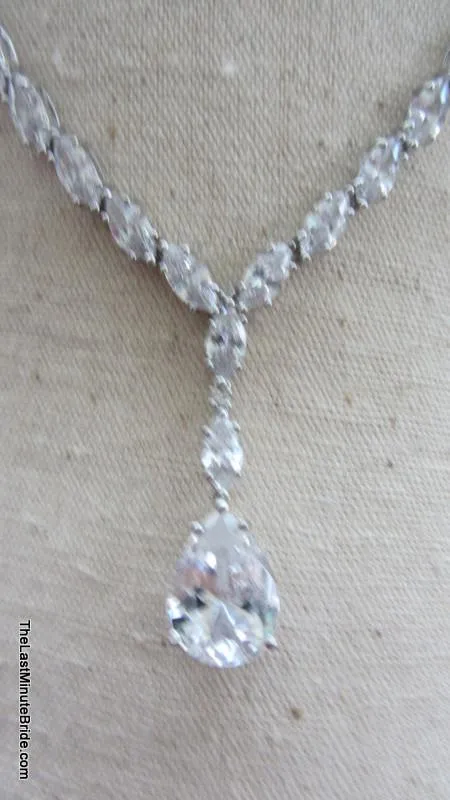 Cubic Zirconia Tear Drop Necklace