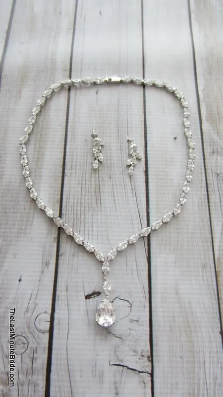 Cubic Zirconia Tear Drop Necklace