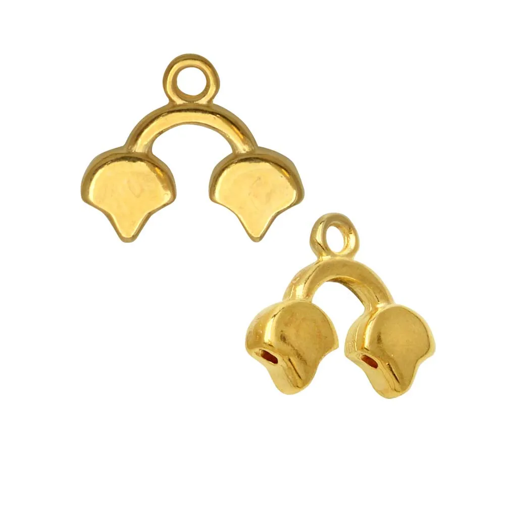 Cymbal Bead Endings for Ginko Beads, Kastro II, 14x16mm, 24k Gold Plated (2 Pieces)