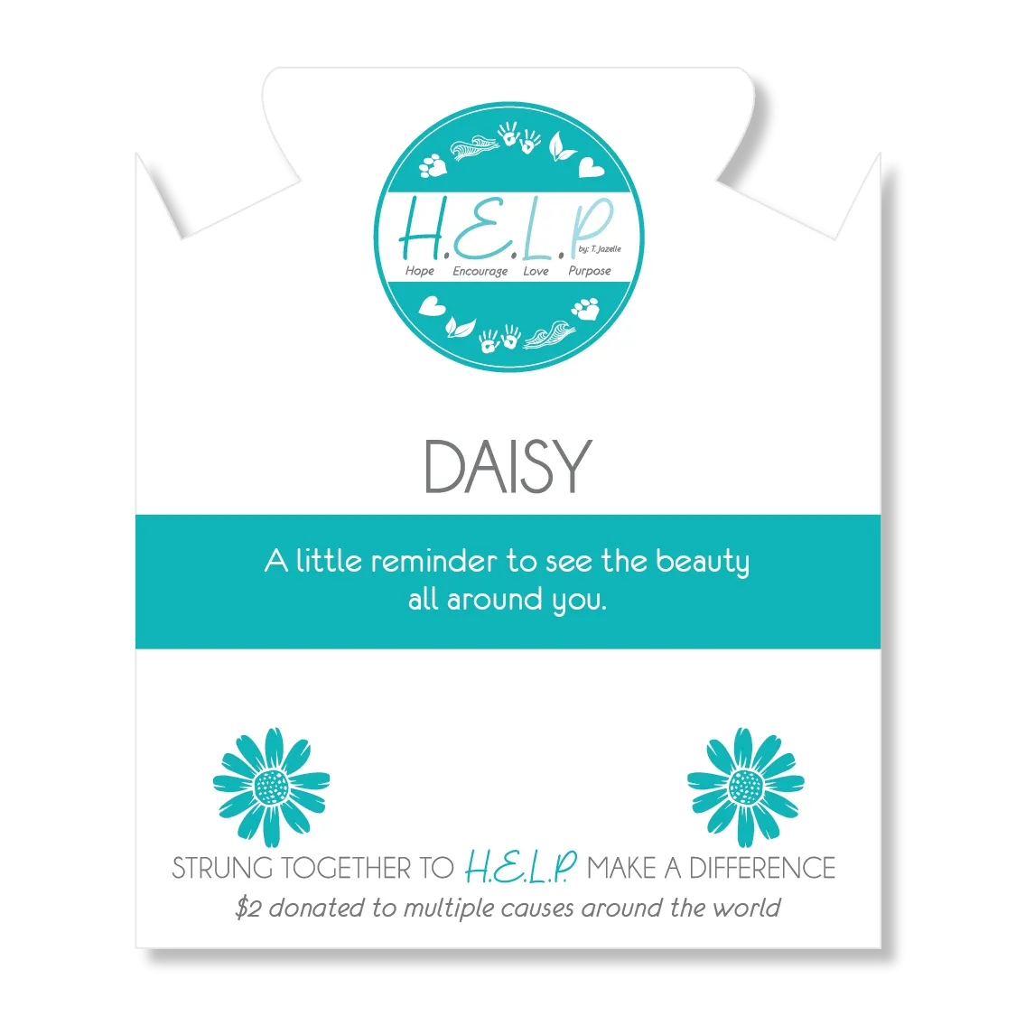 Daisy Charm with Azure Blue Jade Charity Bracelet