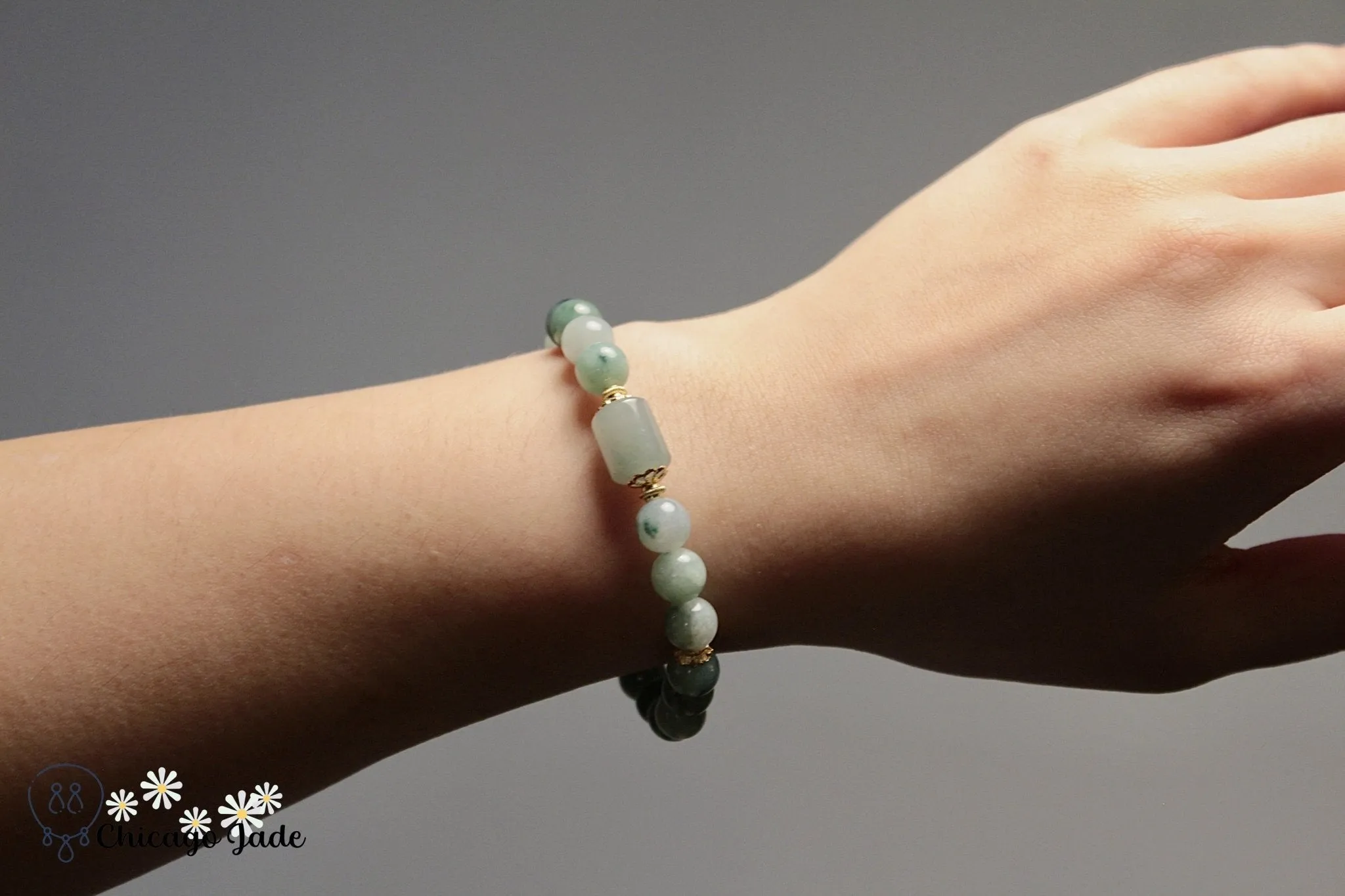 Dark Floating Green Jadeite Bracelet