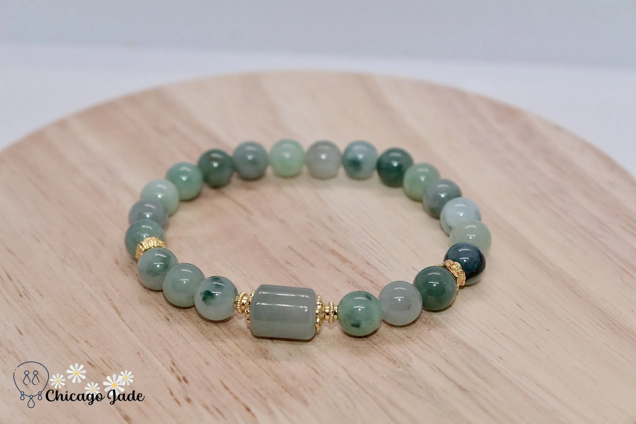 Dark Floating Green Jadeite Bracelet