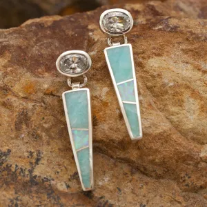 David Rosales Amazing Light Inlaid Sterling Silver Earrings w/ Cubic Zirconia