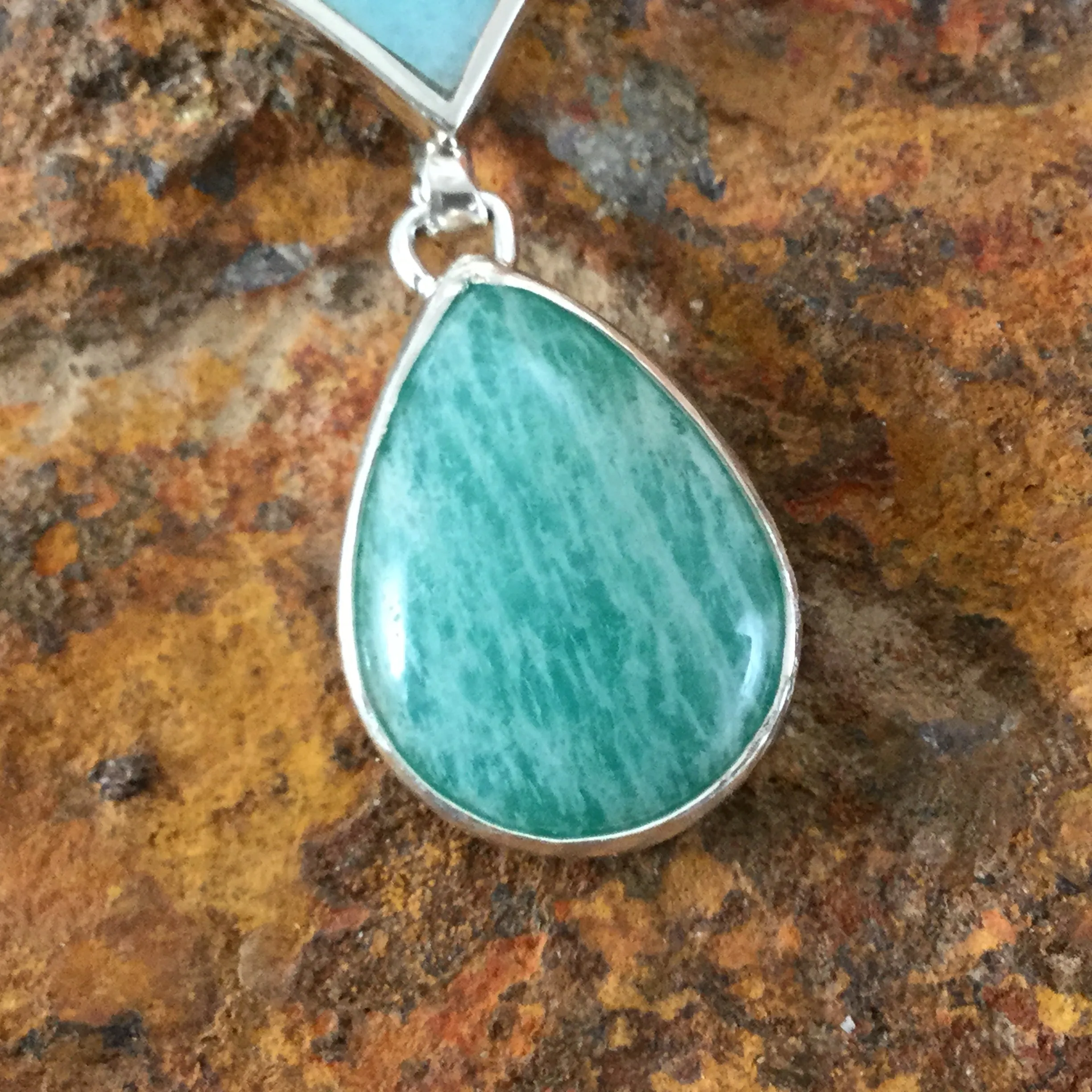 David Rosales Amazing Light Inlaid Sterling Silver Necklace w/ Cab