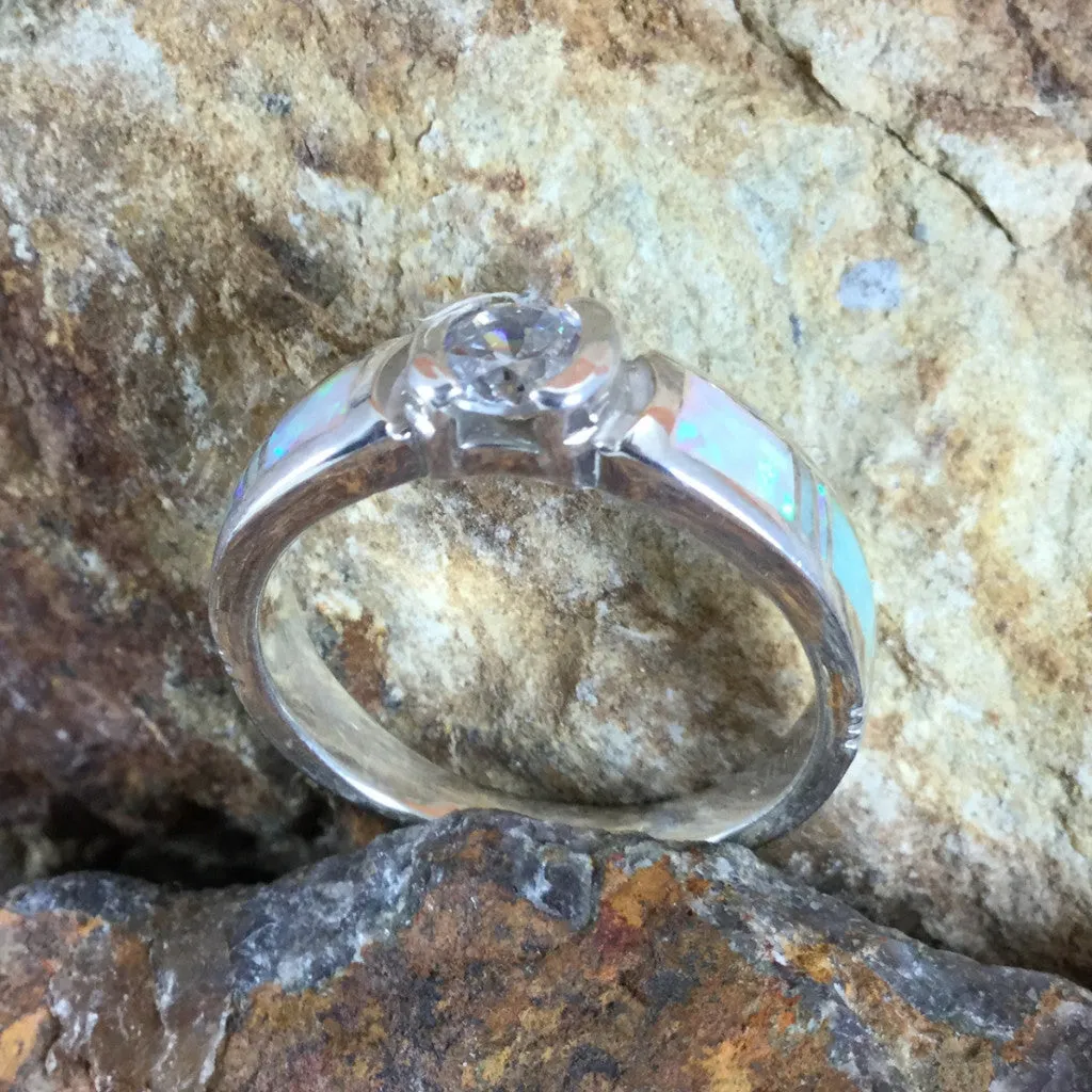 David Rosales Amazing Light Inlaid Sterling Silver Ring w/ Cubic Zirconia