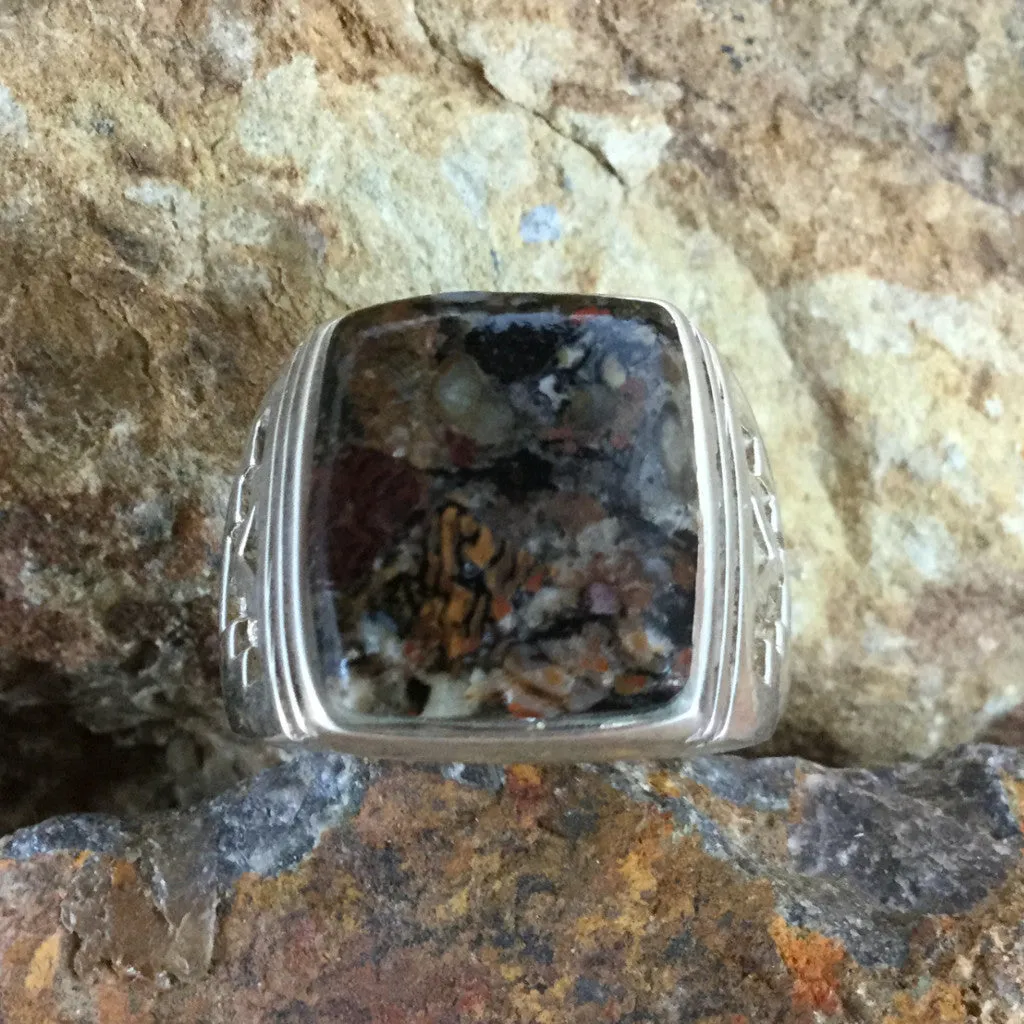 David Rosales Dinosaur Bone Inlaid Sterling Silver Ring