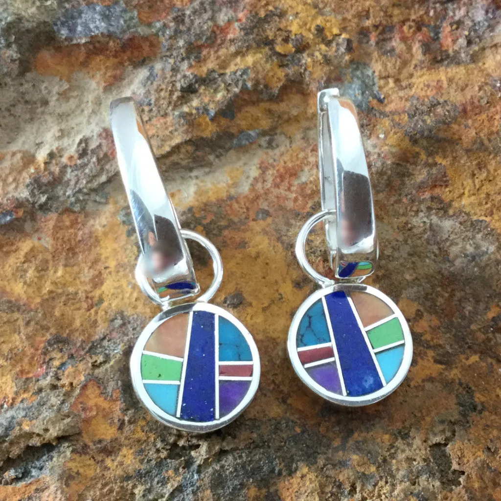 David Rosales Indian Summer Inlaid Sterling Silver Earrings Reversible