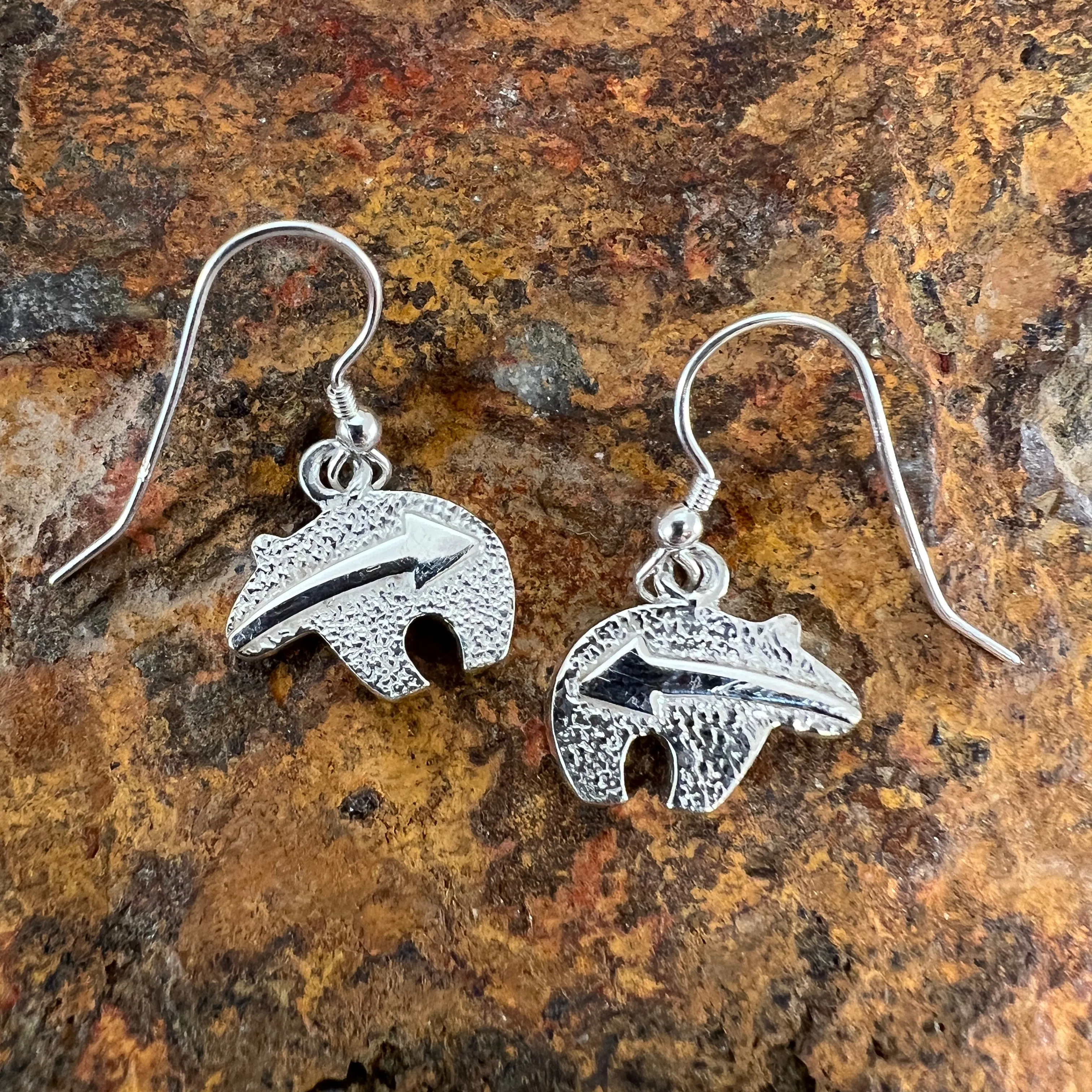 David Rosales Mystic Pearl Inlaid Sterling Silver Earrings Bears