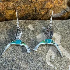 David Rosales Sonoran Gold Inlaid Sterling Silver Earrings Hummingbird