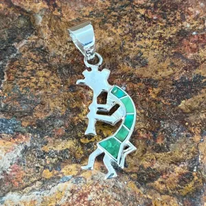 David Rosales Sonoran Gold Inlaid Sterling Silver Pendant Kokopelli