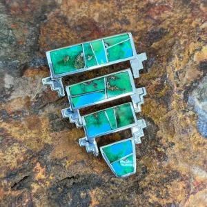 David Rosales Sonoran Gold Inlaid Sterling Silver Pendant Waterfall Slider