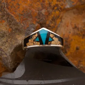 David Rosales Turquoise Creek Fancy Inlaid Sterling Silver Ring