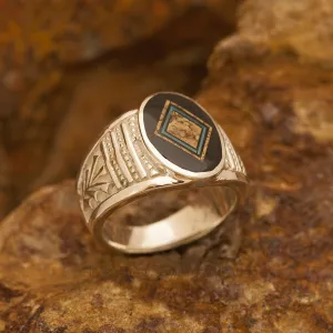 David Rosales Turquoise Creek Inlaid Sterling Silver Ring
