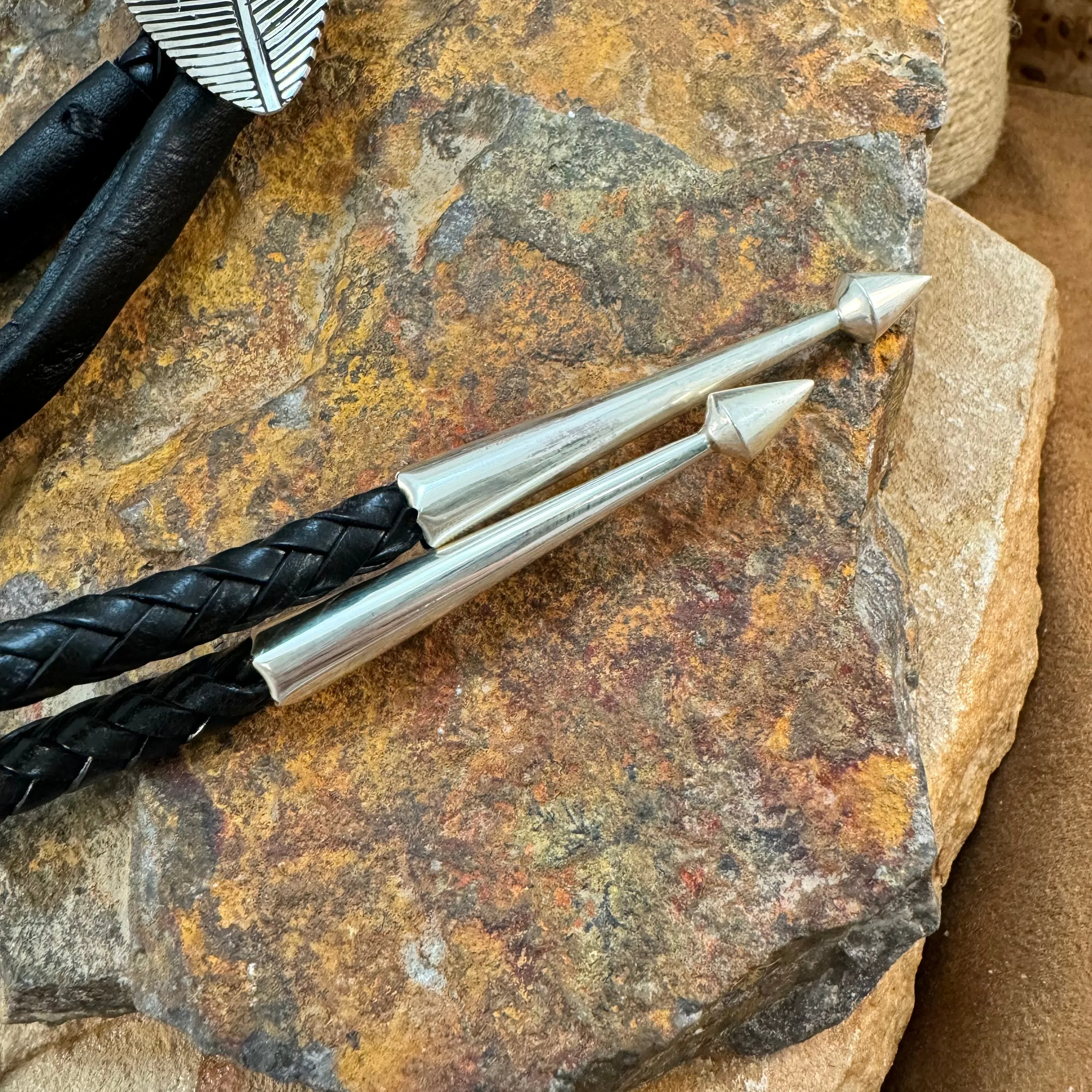 David Rosales Turquoise Creek Inlaid Turquoise Sterling Silver Bolo Tie
