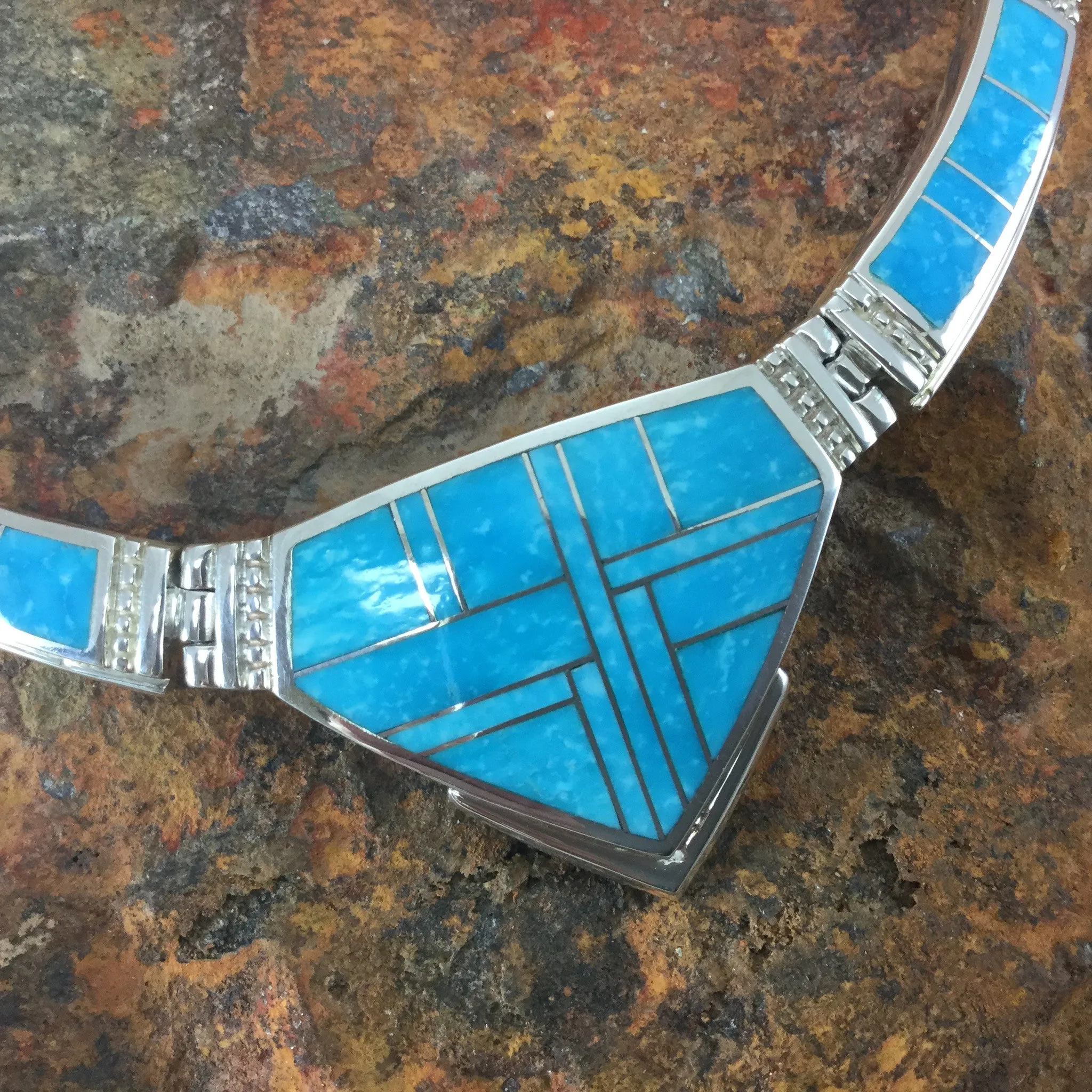 David Rosales Watermark Inlaid Sterling Silver Necklace