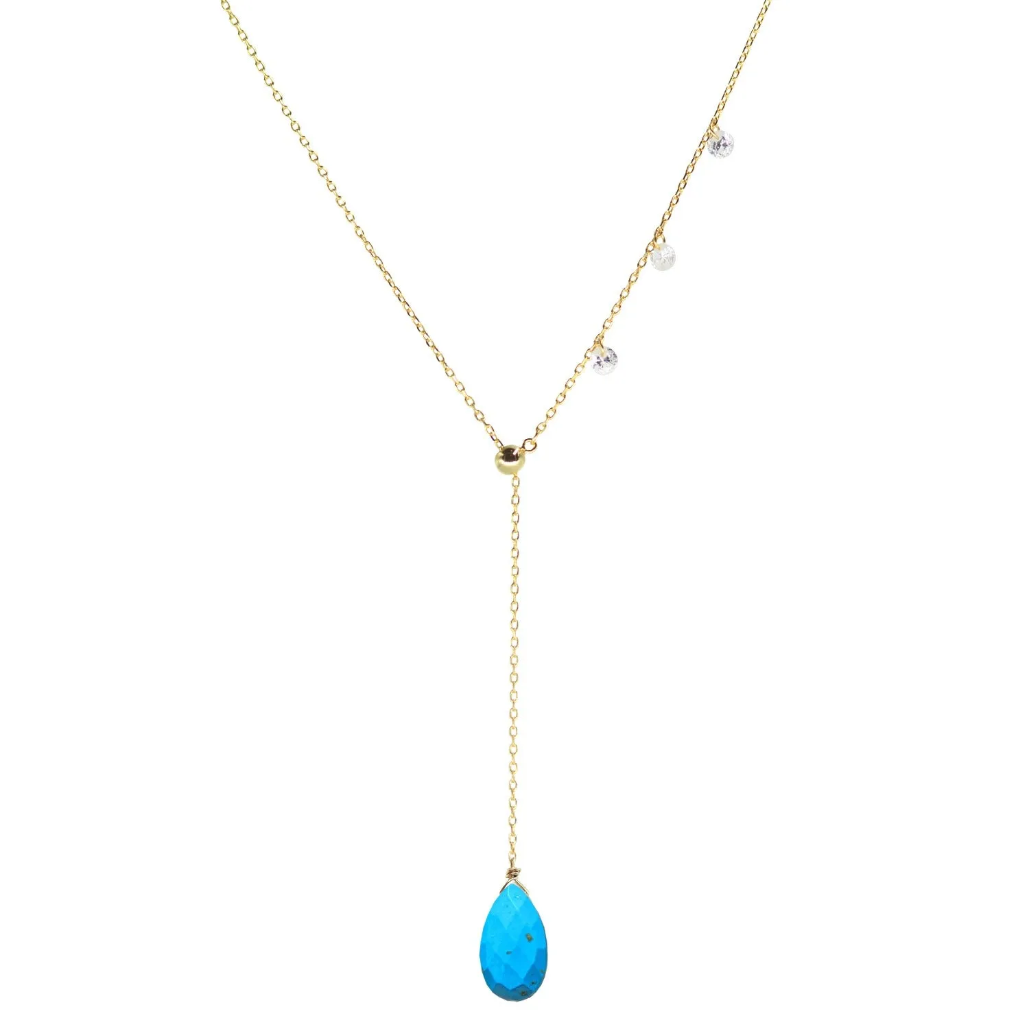 Double Slider Lariat with Turquoise Briolette Drop