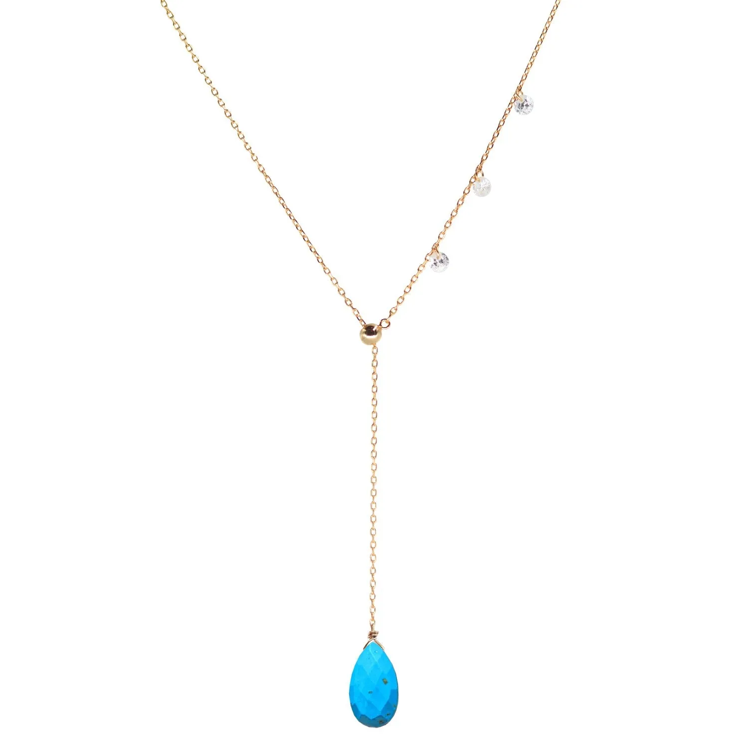Double Slider Lariat with Turquoise Briolette Drop