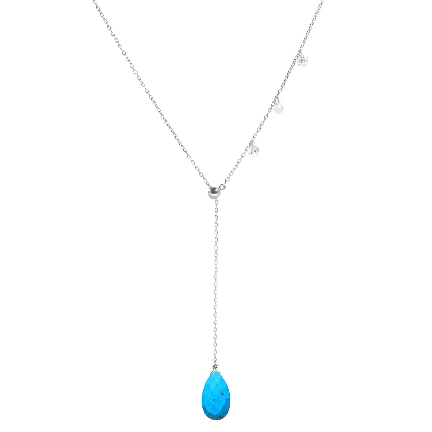 Double Slider Lariat with Turquoise Briolette Drop