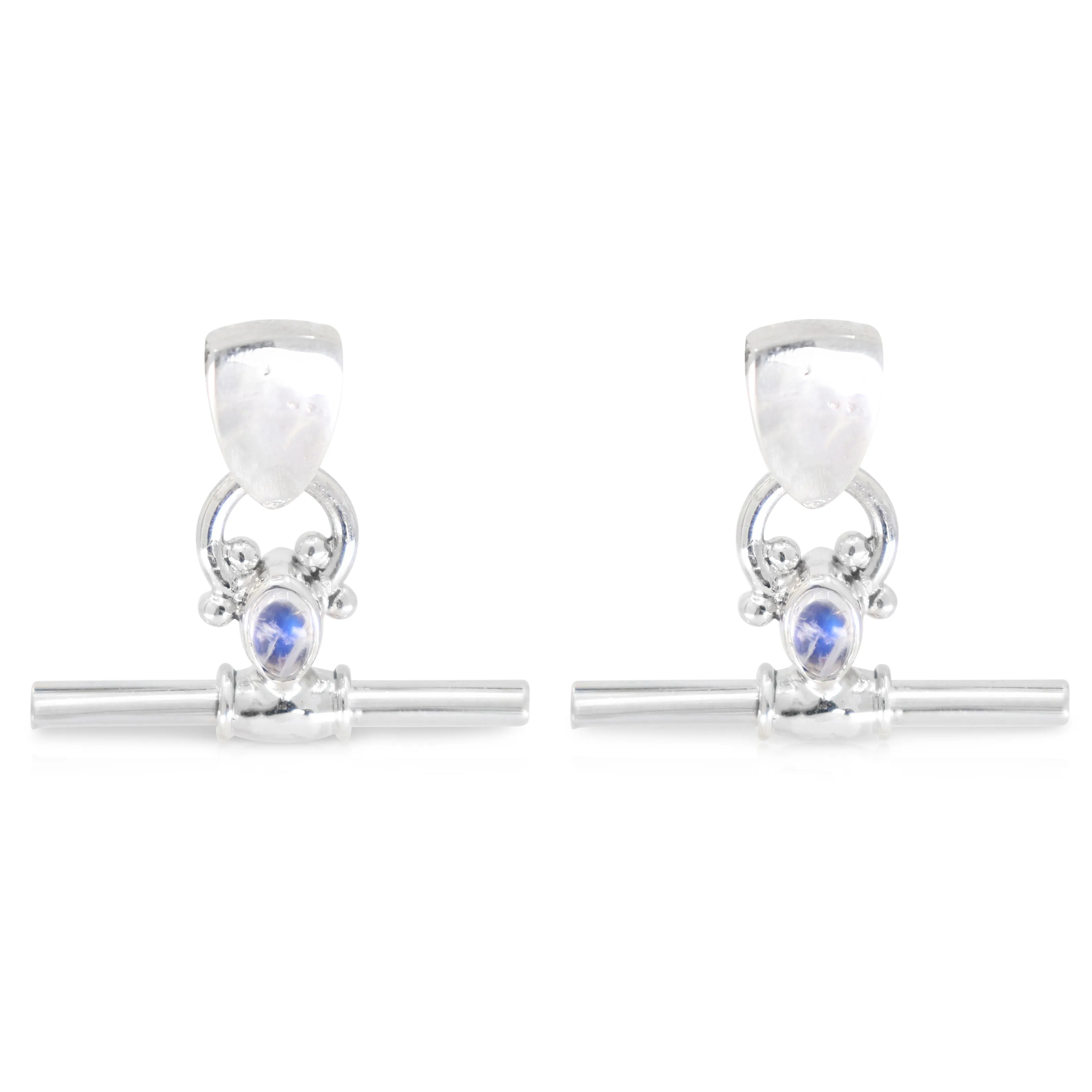 Drop Bar Moonstone Silver Studs