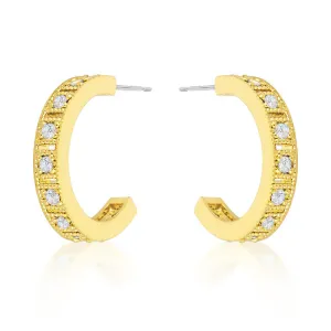 Edmee Gold Milgrain Small Hoop Earrings
