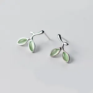 Enchanted Opal Leaf Minimal Studs