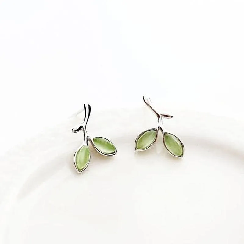 Enchanted Opal Leaf Minimal Studs