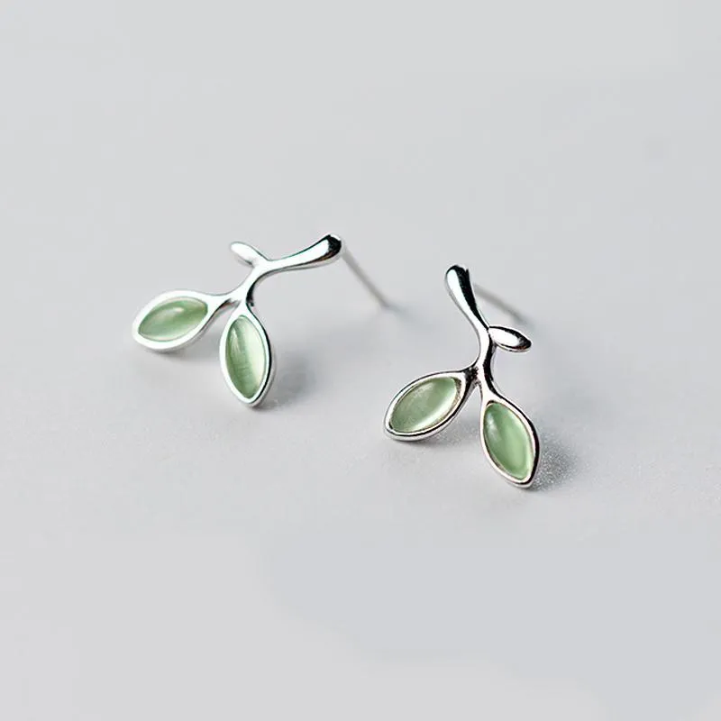 Enchanted Opal Leaf Minimal Studs
