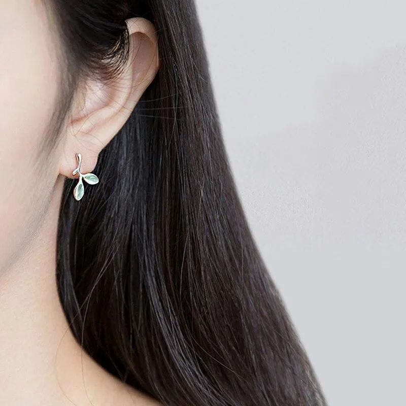 Enchanted Opal Leaf Minimal Studs