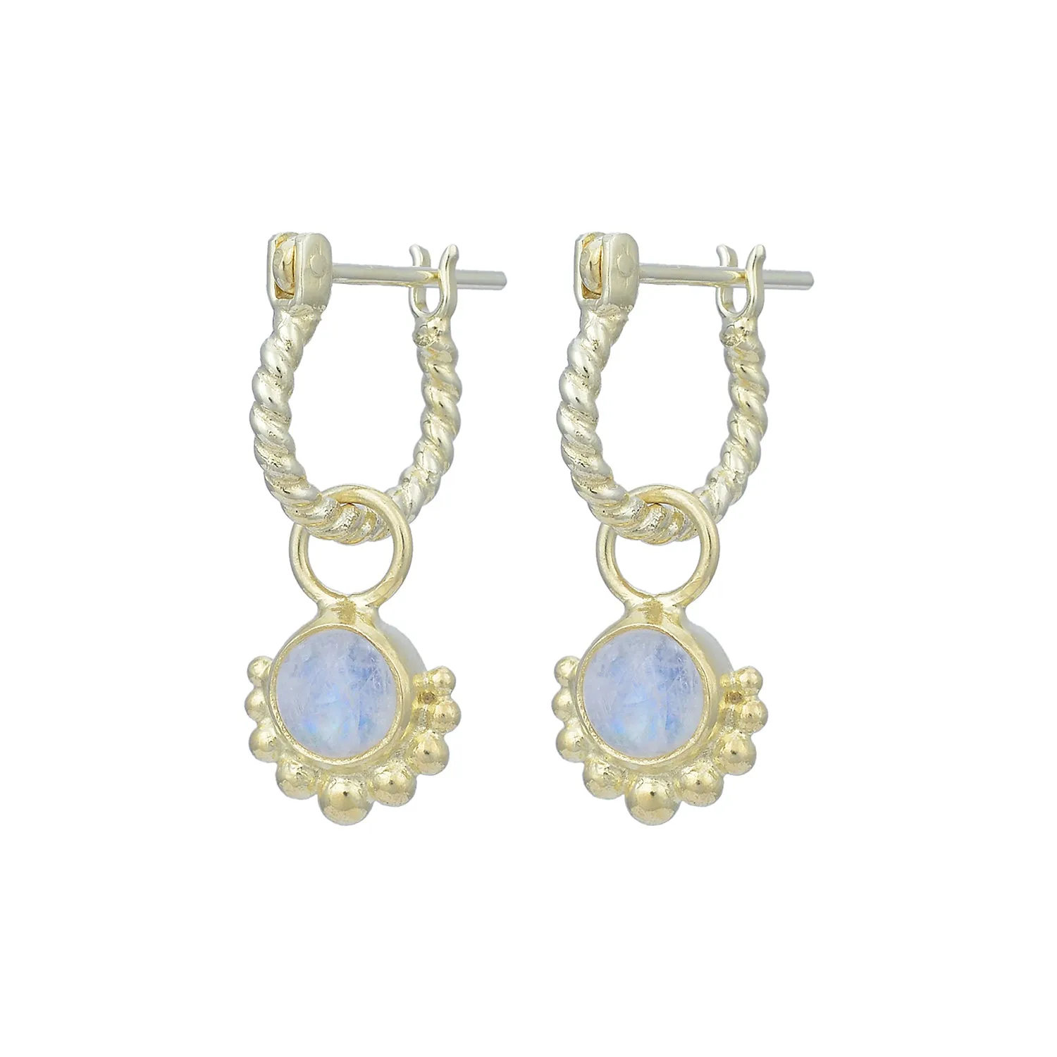 Equilibrium 14K Gold Rainbow Moonstone Hoop Earrings