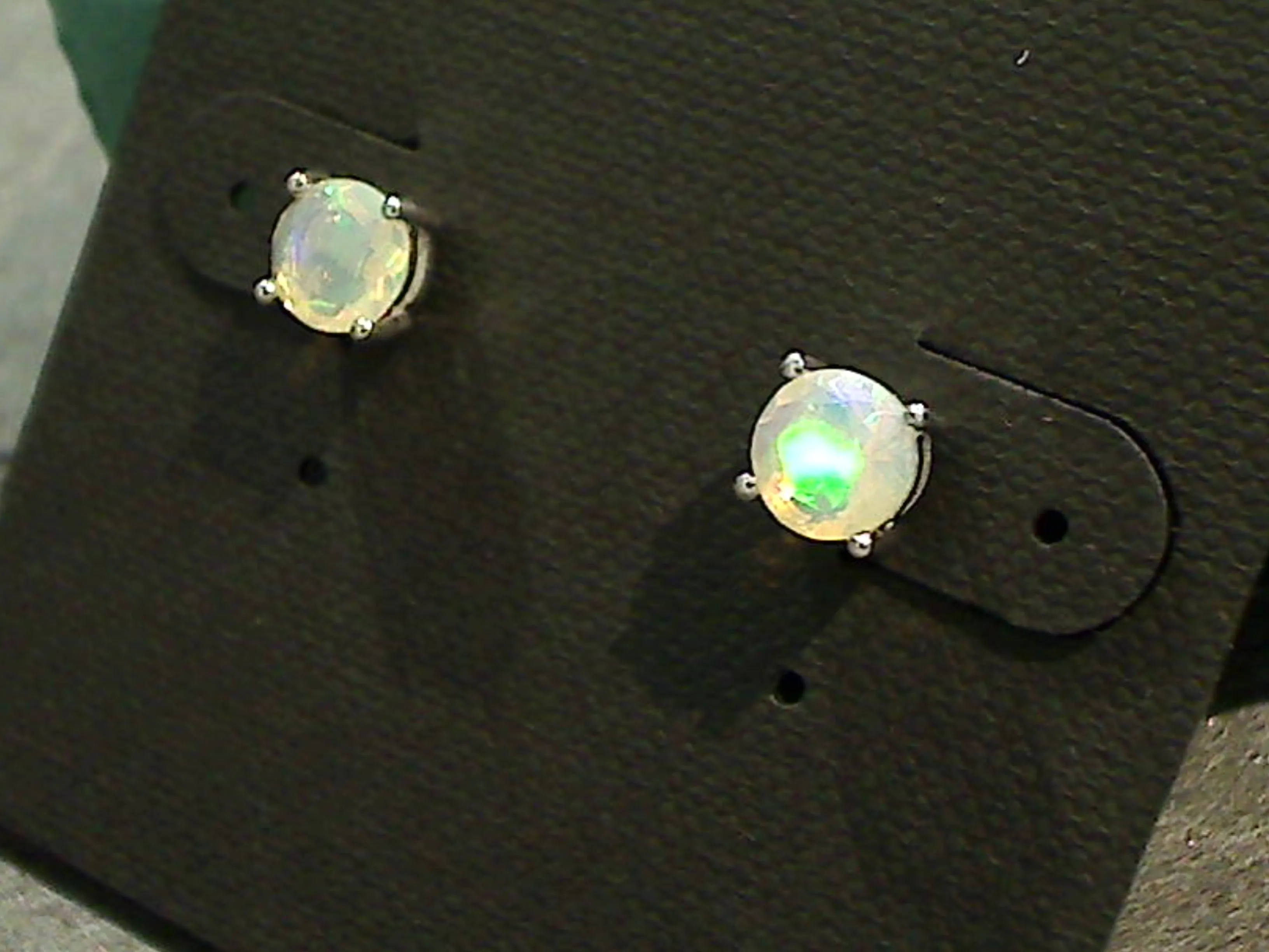 Ethiopian Opal, Sterling Silver 6mm Stud Earrings