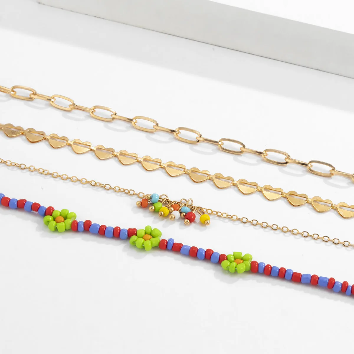 European And American Geometric Metal Hollow Heart Chain Bracelet