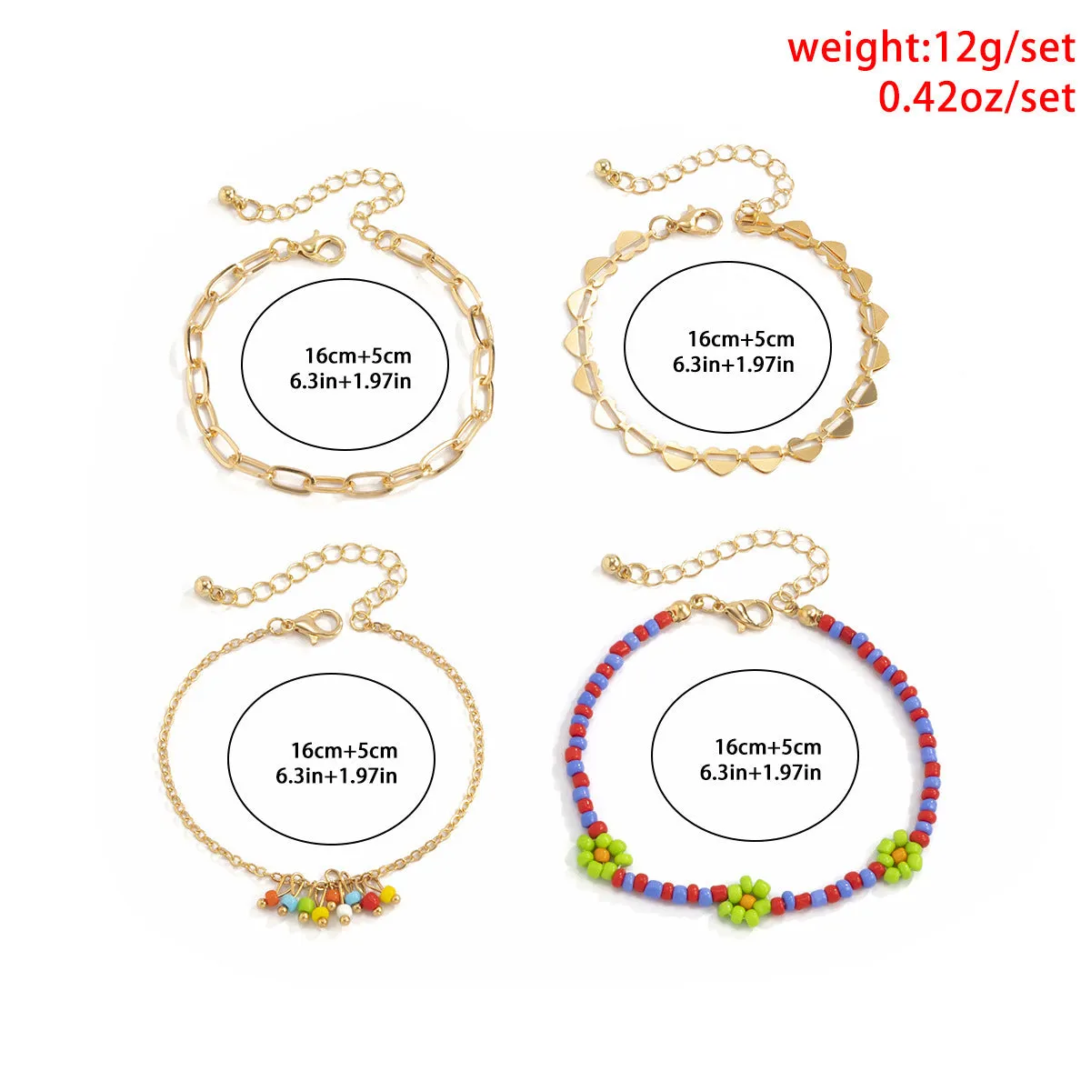 European And American Geometric Metal Hollow Heart Chain Bracelet