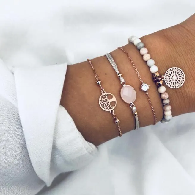 Fashionable Round Tree Of Life Diamond Inlaid Diamond Bracelet