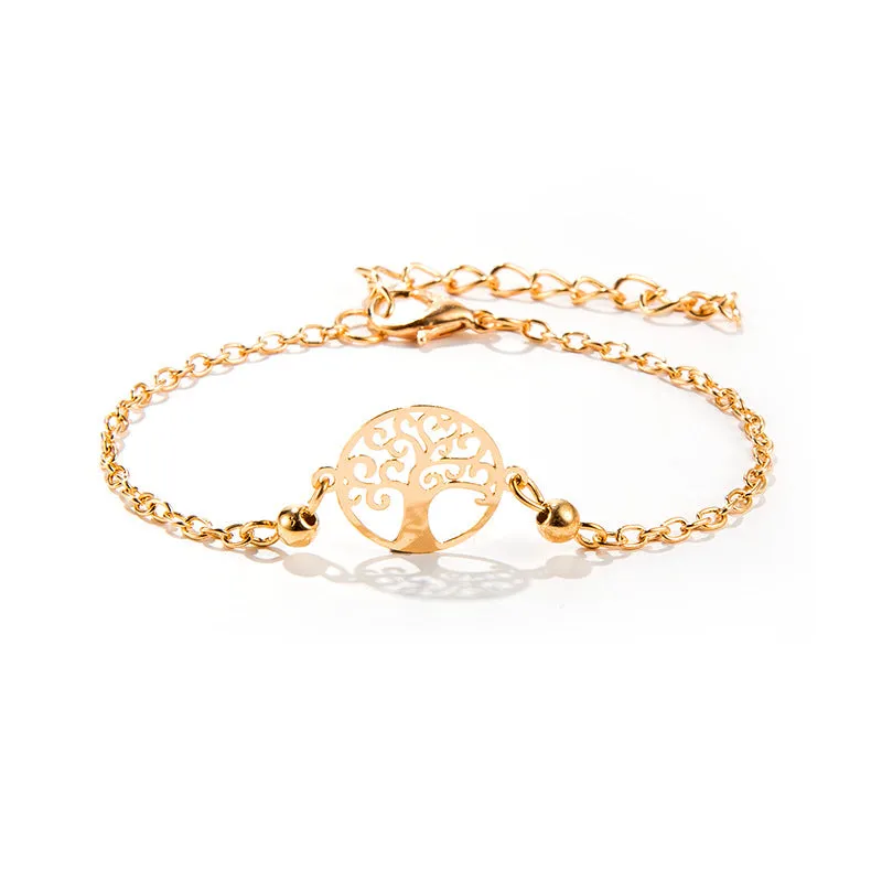 Fashionable Round Tree Of Life Diamond Inlaid Diamond Bracelet