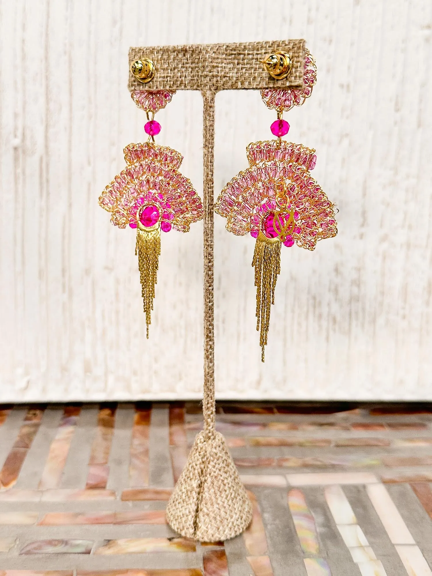 Fergie Mini Earrings, Gold Pink