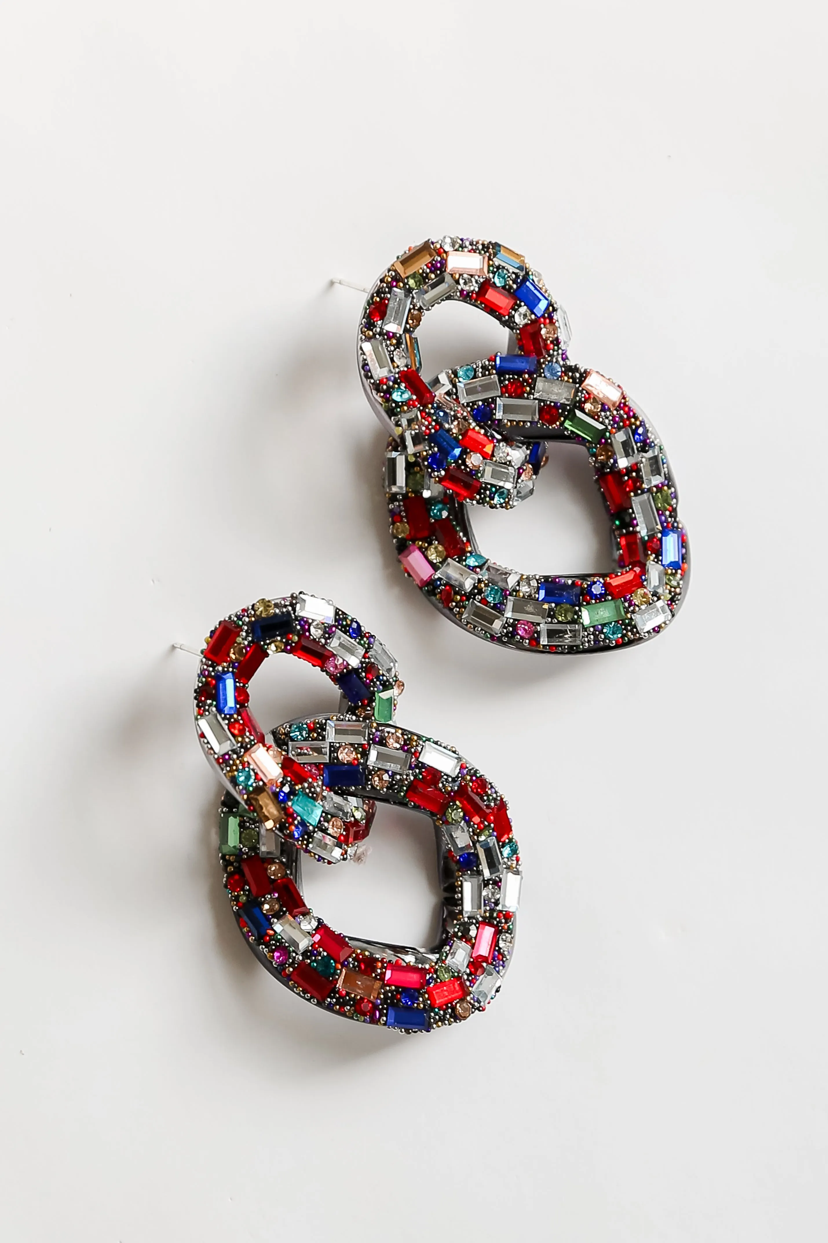 FINAL SALE - Gia Gemstone Chainlink Statement Earrings
