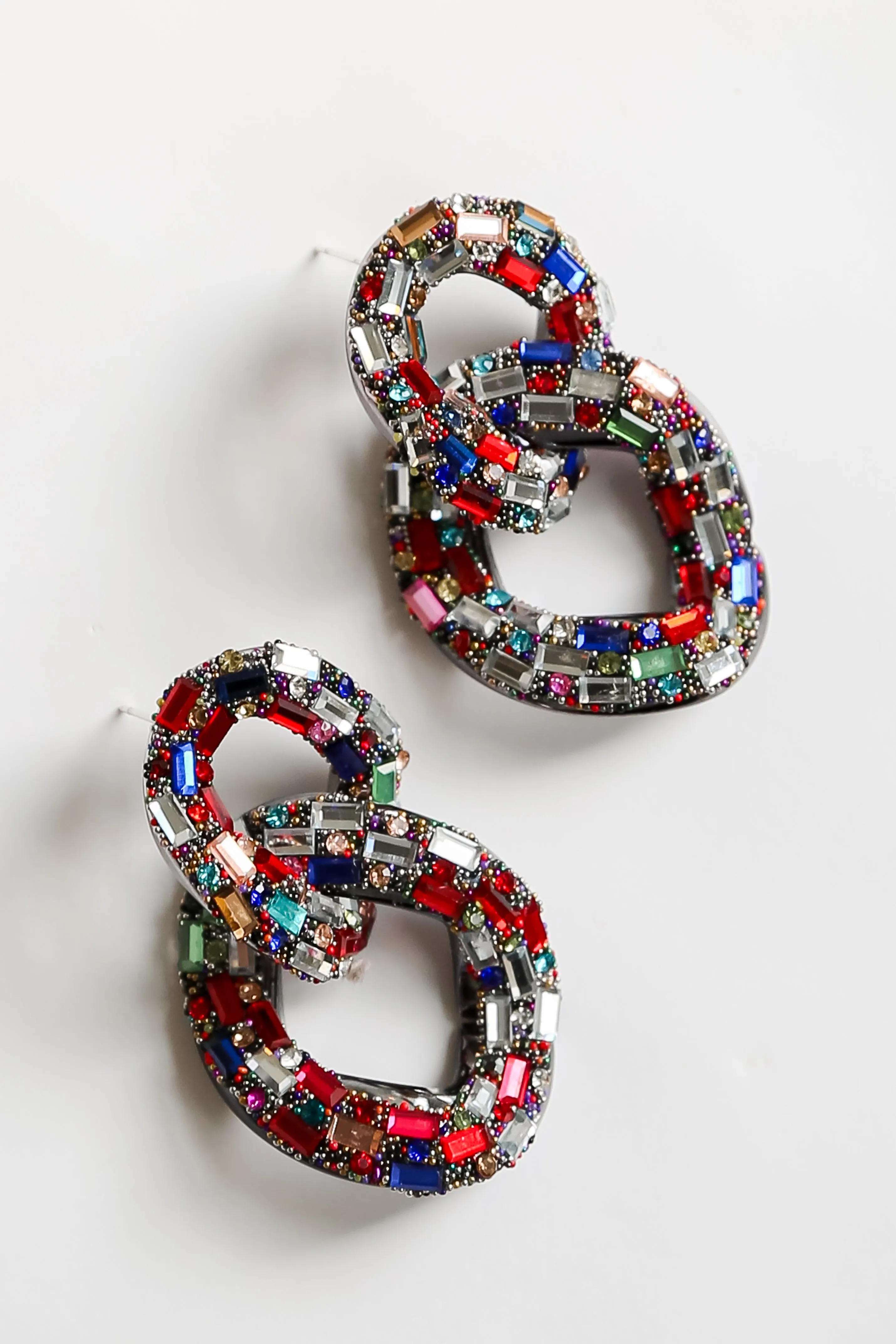 FINAL SALE - Gia Gemstone Chainlink Statement Earrings