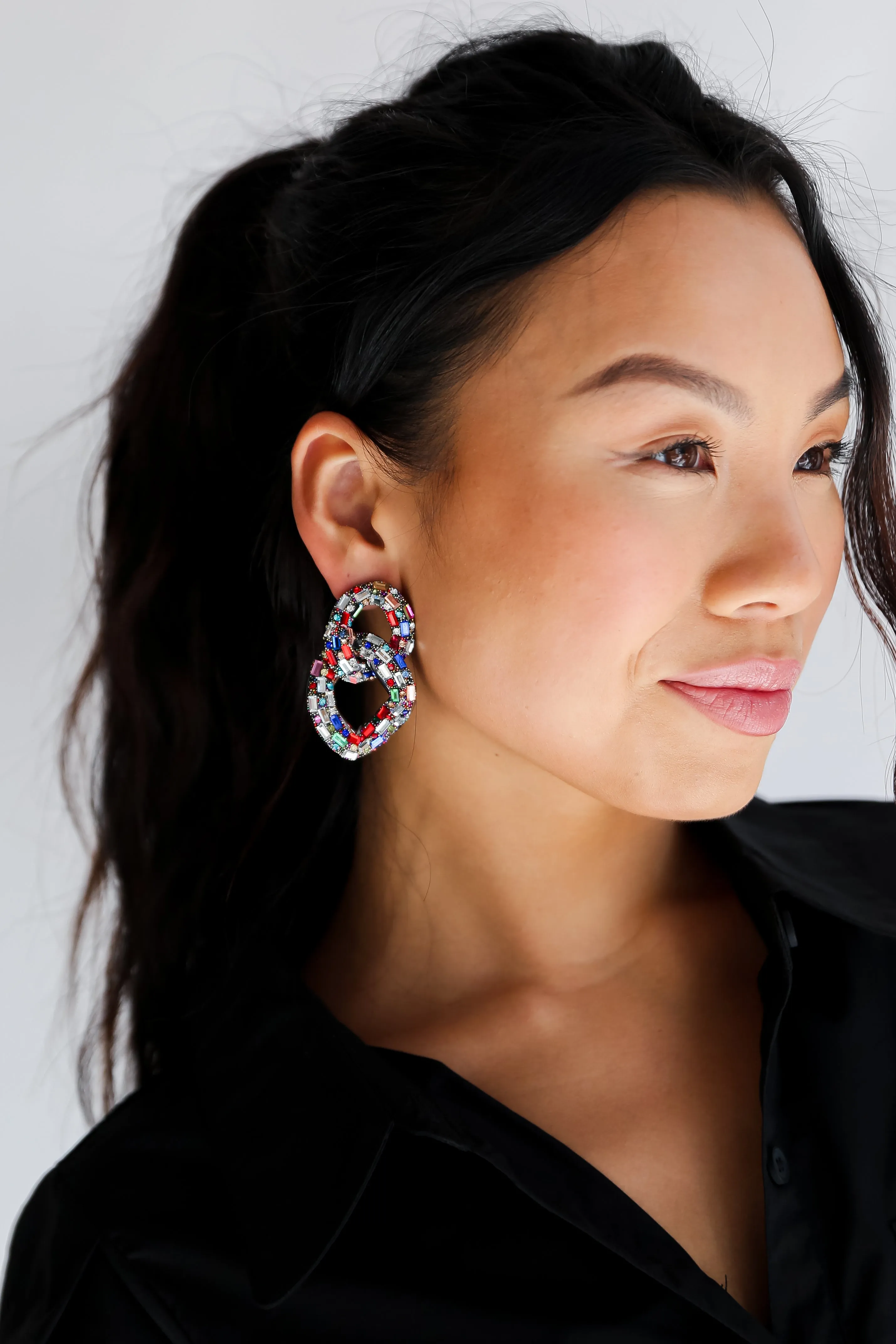 FINAL SALE - Gia Gemstone Chainlink Statement Earrings