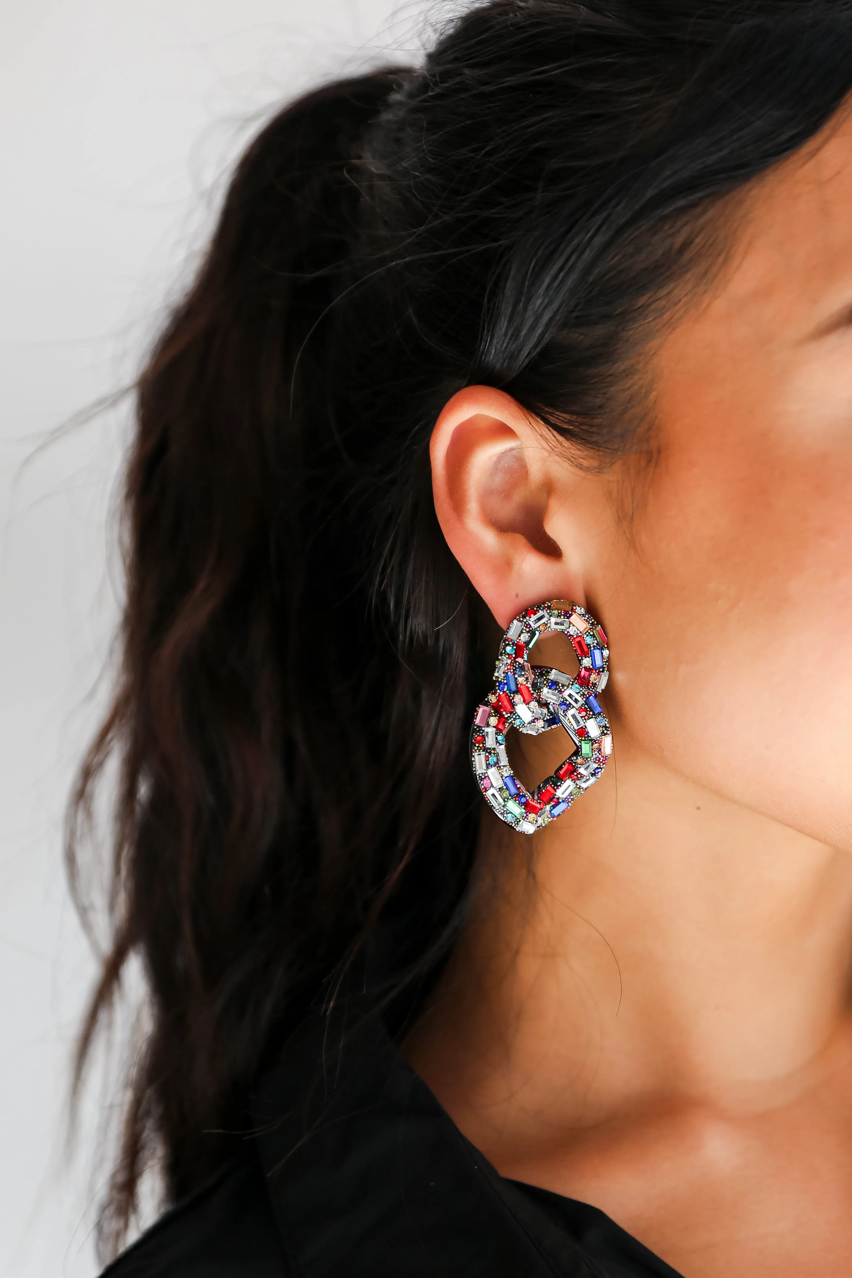FINAL SALE - Gia Gemstone Chainlink Statement Earrings