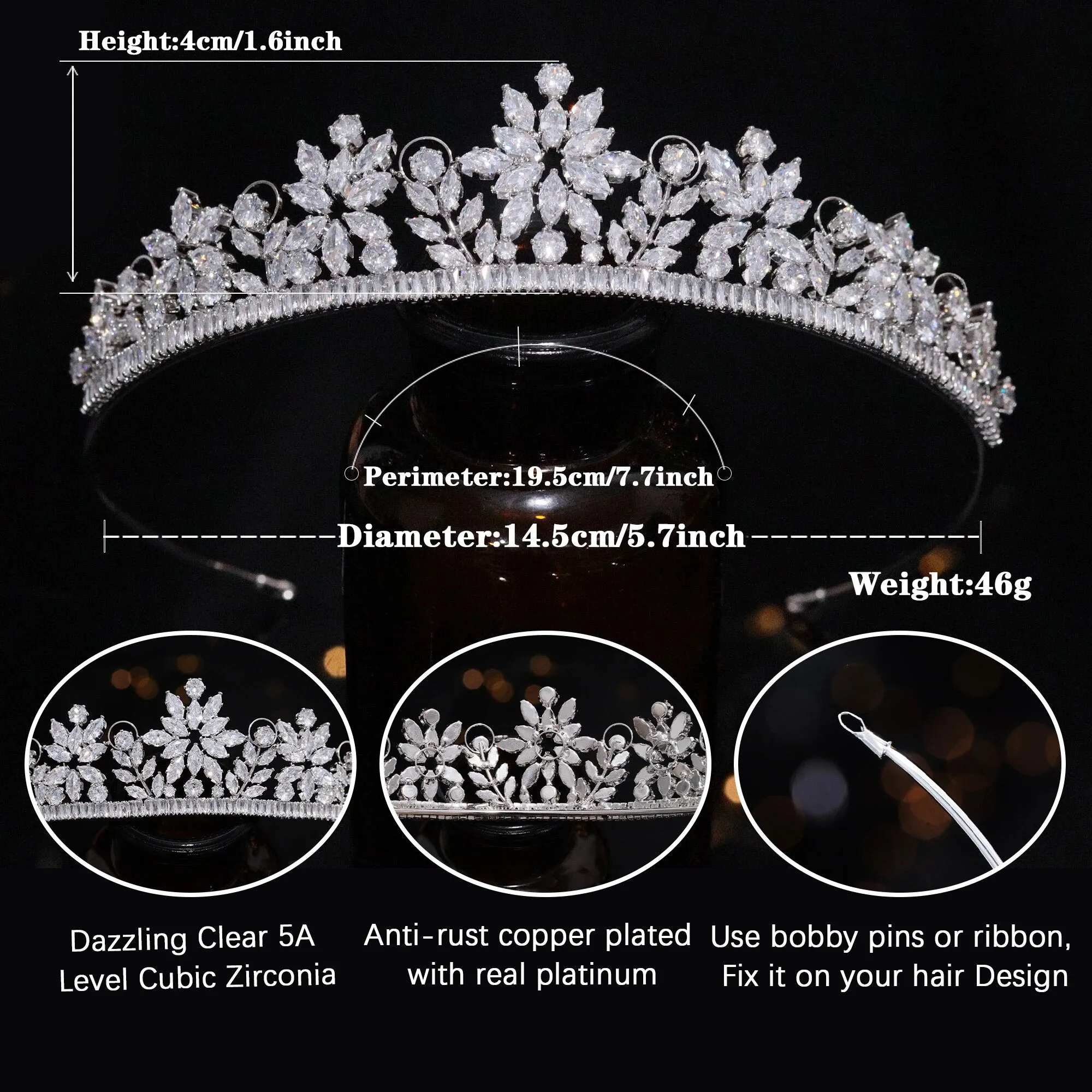 Flower Shape Bridal Tiara Crown