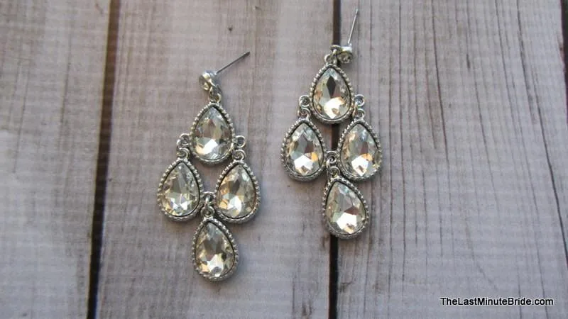 Four Tear Drop Chandelier Earrings
